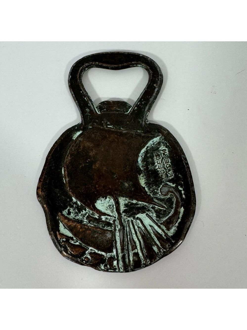 Vintage Greek Coin Bottle Opener Metal Bronze Patina  Souvenir Tourist